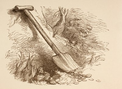 Illustratie van een Spade Half in de Grond, uit 